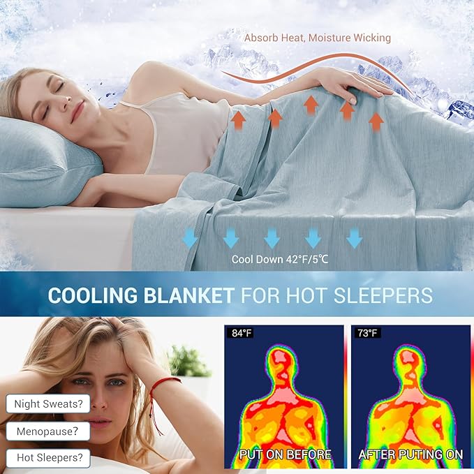 Marchpower Cooling Blanket for Hot Sleepers Kids, Arc-Chill Cool Throw Blanket with Double-Sided Design, Japanese Cooling Fiber Absorbs Body Heat, Lightweight Soft Blanket for Baby Sleeping Travel