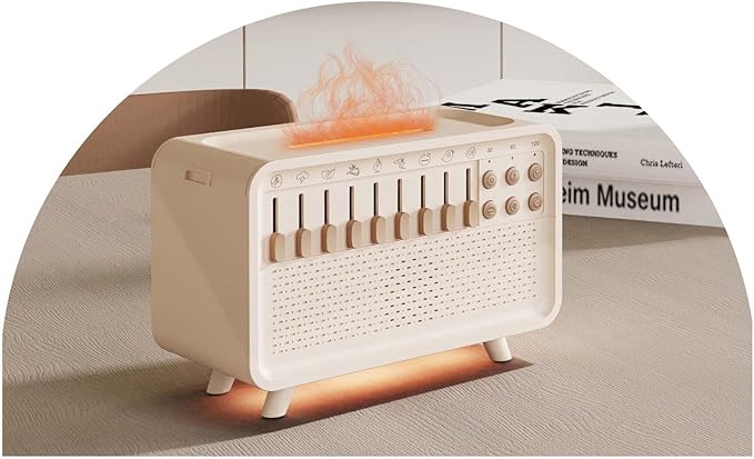 White Noise Night Light Diffuser Humidifier, 3-in-1 Speaker Machine Humidifier with 8 Ambient Sounds, Perfect for Sleep, Meditation, Work, Learning, Yoga - Great Gift for Life (White)