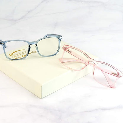 LifeArt 2 Pairs Blue Light Blocking Glasses with Spring Hinge, Anti Eyestrain, Computer Reading Glasses, Gaming Glasses, TV Glasses for Women Men, Anti UV, Anti Glare (Blue&Pink, +0.25 Magnification)