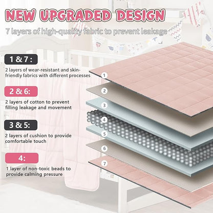 Pink Weighted Blanket Kids 7lbs, 40"x60", Cooling Heavy Throw Blanket for 60-90lbs, Microfiber Soft Thick Big Blankets Weighted Comforter Breathable Gift for Sleeping