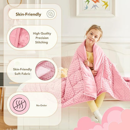 CuteKing Weighted Blanket - Weighted Blanket with Premium Glass Beads - Heavy Blanket Crystal Velvet for Comfort Sleep - Thick Blanket All Season (7lbs, 40"x60", Pink Bubble)