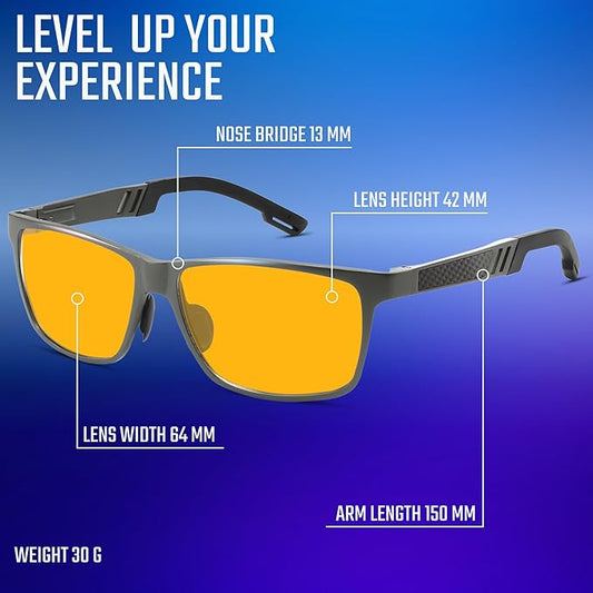 Carbon Blue Light Blocking Glasses Men for Computer, Gaming, Metal Frame Green Light Protection Night Driving Glasses for Man