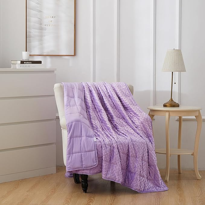 Weighted Blanket for Adults, Comfortable and Soft Throw Weighted Blanket with Premium Glass Beads for All Season 20 lbs 60"x80", Purple