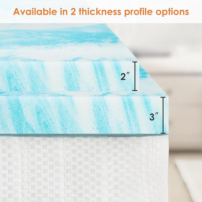 Sweetcrispy Mattress Topper King, 2 Inch Thick Memory Foam Gel Infused Cooling Toppers Pad for King Size Bed, Sleeper Sofa, RV, Camper, CertiPUR US Certified, Ventilated and Breathable