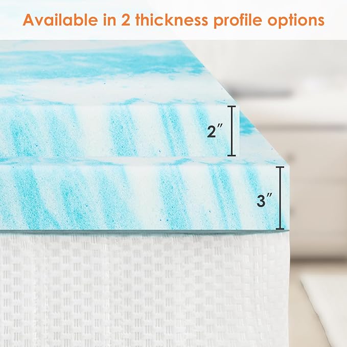 NEWBULIG 2 Inch Full Cooling Gel Memory Foam Mattress Topper, Breathable Bed Pad for Sleeper Sofa, Couch, RV and Camper, CertiPUR-US Certified