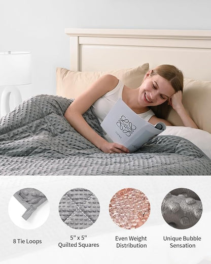 Mr. Sandman Weighted Blanket for Adults Queen, Minky Dots Heavy Blanket for Woman, Man Sleeping/Calm, Soft, Cozy and Cooling Weighted Throw Blankets, Machine Washable, 80 x 87in, 15 Pounds, Grey