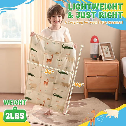 anfie Weighted Lap Pad 2 Pounds, Weighted Blanket (30"*40") Cooling Blanket for Sleeping,Weighted Throw Blanket for Travel Indoor Outdoor (Beige Animal)