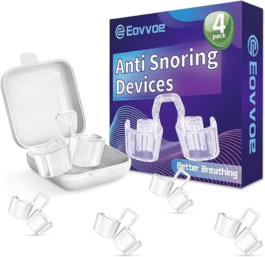 Anti Snoring Devices, Adjustable Snore Stopper for Men and Women, Snoring Solution, Individually Packaged & Reusable – 4 Pack
