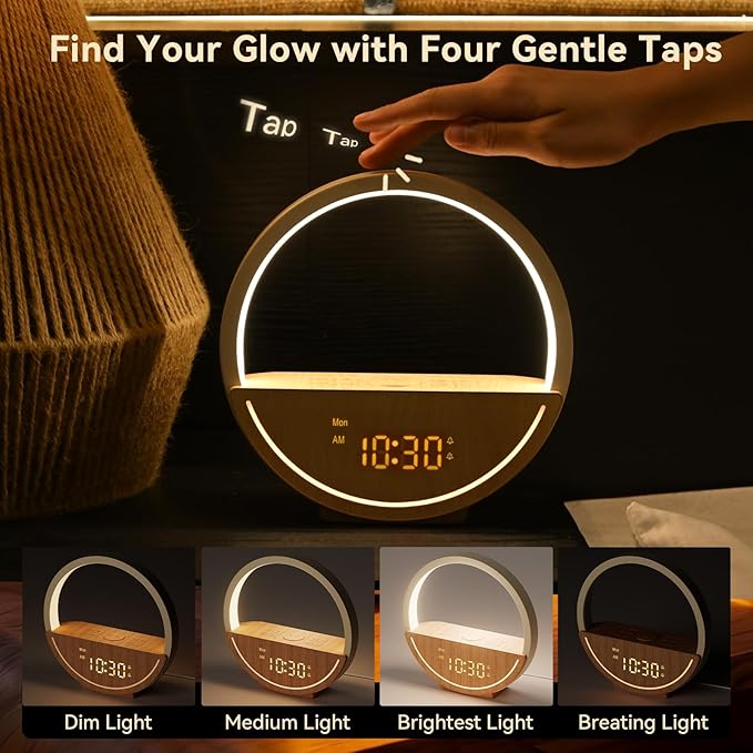 Vivilumens Alarm Clock Sunrise Wake Up Light - White Noise Machine with 20 Soothing Sounds for Sleep Better, Weekdays/Weekends Dual Alarms for Heavy Sleepers & Touch Control Night Light, Ideal Gifts