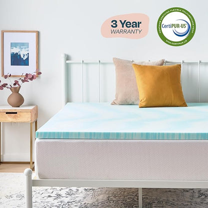 Linenspa 2 Inch Swirl Gel Memory Foam Mattress Topper, California King Size – Cooling Gel Infused, Ventilation Holes – Pressure Relieving Bed Topper – CertiPUR Certified