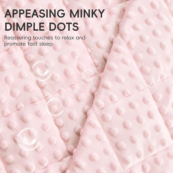 yescool Pink Weighted Blankets for Adults 12 lb, 60 * 80in Queen Size Weighted Blanket for Better Sleep, Minky Heavy Blanket for All Seasons