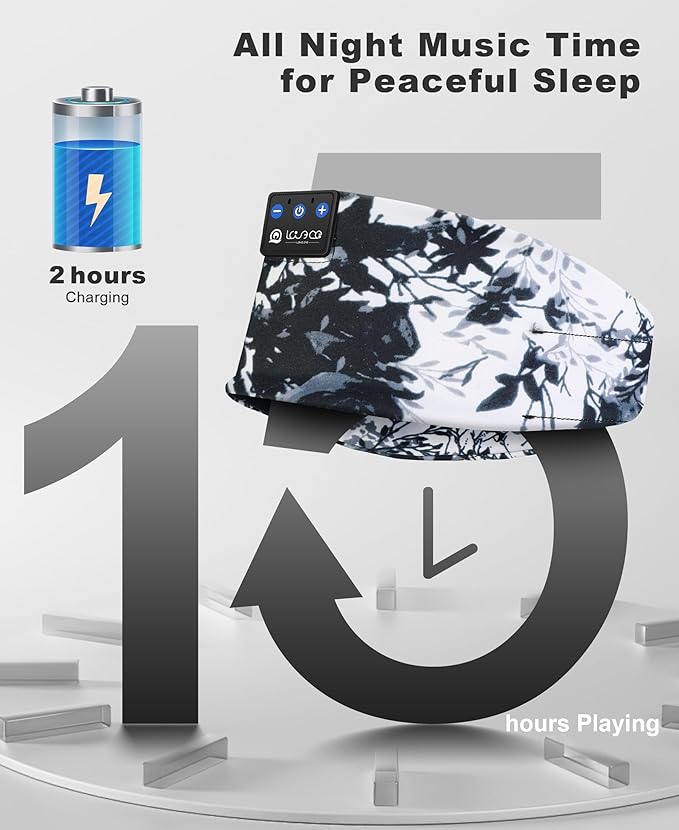 LOVE EYE Sleep Headphones Wireless Headband Headphones Bluetooth 5.4 for Side Sleeper Bluetooth Headband Earphones for Sports for tech Gadgets Gifts (Painting Black)