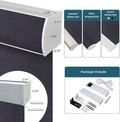 Motorized Blinds with Remote,60% Blackout Light Filtering Shades Compatible with Alexa Google Homekit,Automatic Blinds,Custom Size,Dark Shadow