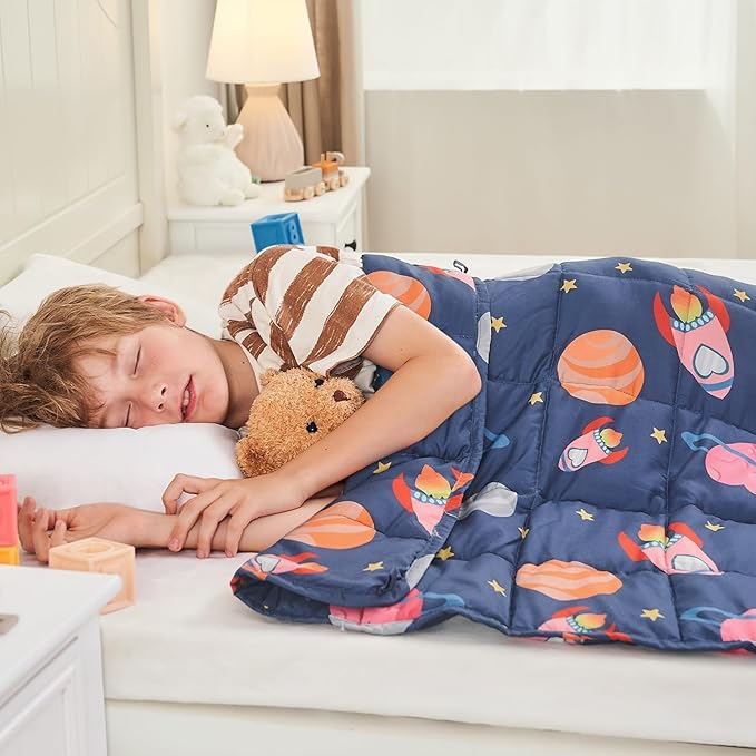 yescool Weighted Blanket 5 Pounds Cooling Weighted Lap Blanket, Space Plane Heavy Blankets for Sleeping, Breathable Weighted Throw Blanket for 40-60lbs, 36"x48"