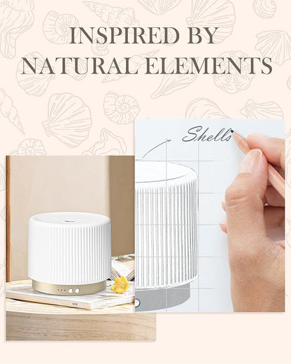 280ml Ceramic Essential Oil Diffuser,Ultrasonic Cool Mist Decorative Aromatherapy Diffuser with Auto Shut-Off,Quiet Operation,3 Timer Settings for Large Rooms,Home,Office,SPA,Yoga & Bedroom