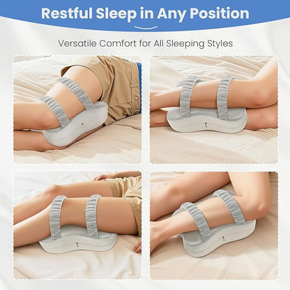 JINXIA Knee Pillow for Side Sleepers, Comfortable Memory Foam Leg Pillow for Side Sleeping, Pillow Sleeping Between Legs Aligns Spine, for Hip, Back & Sciatica Pain Relief, White and Gray