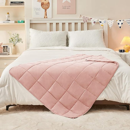 yescool Pink Weighted Blanket 10 Pounds Twin Cooling Weighted Lap Blanket, Heavy Blanket for Sleeping, Weighted Throw Blanket Gift for 80-110lbs, 40" x60