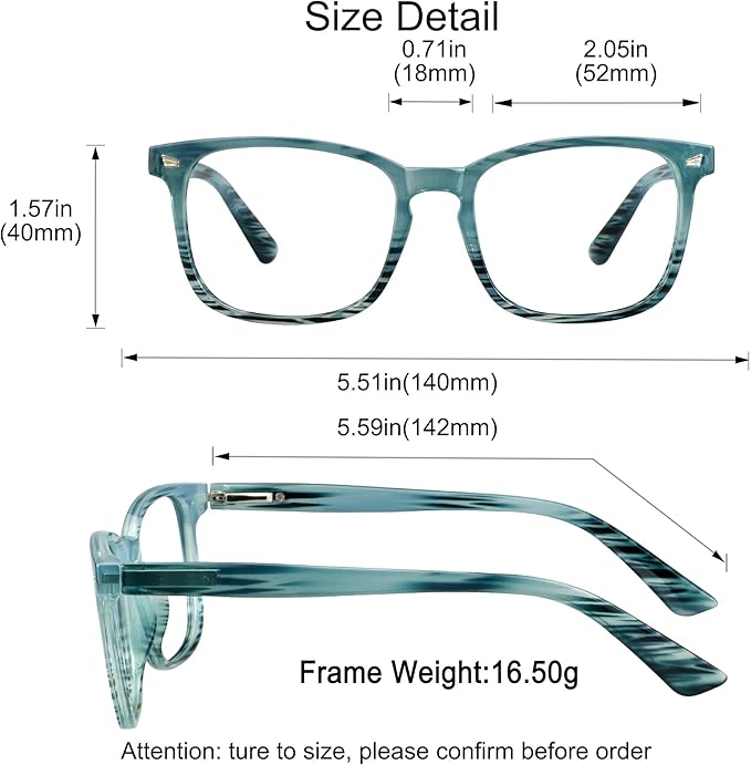 YEIN Progressive Multifocus Reading Glasses, Spring Hinge Blue Light Blocking Glasses for Women Men, No Line Multifocal Readers with Clear Lenses (+0.00/+1.00 magnification)