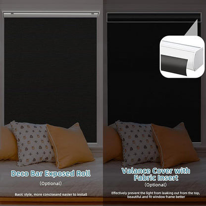 SmartWings Motorized Smart Blinds with Remote, Custom Automatic 100% Blackout Roller Shade Compatible with Alexa/Homekit/Google, Electric Smart Blinds for Indoor Windows, Eclipse Black