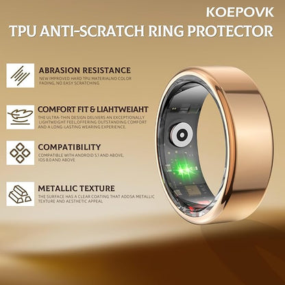 Smart Ring for Women & Men- Health Fitness Tracker with HRV/Sleep Monitoring/Step Counter/Calorie&Distance Tracking, 7-Day Battery，Remote Photo,Menstrual Cycle,Sport Smart Ring (Silver, #6)