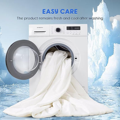 Rwlvpe Cooling Comforter King Size, 100% Rayon Derived from Bamboo Shell, Cooling Blanket for Hot Sleepers, Q-Max>0.48 Breathable Bamboo Fill Duvet Insert (106"x90", White)