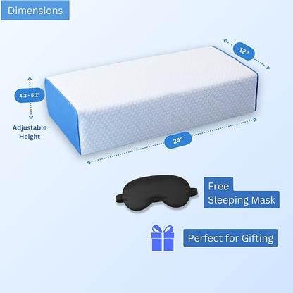 Cube Pillow for Side Sleepers – Adjustable Height 4–5" – Cooling Memory Foam – Cervical Pillow for Neck & Shoulder Pain Relief – Rectangular Pillow with Washable Ventilated Cover & Sleeping Mask