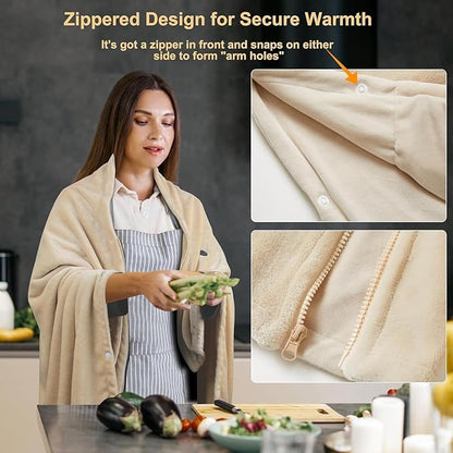 16000mAh Heated Blanket Battery Operated Soft Cordless Heated Blanket Shawl Portable Heated Throw Blanket Poncho Wraps Fast Heating with 3 Heat Levels 6 Heating Zones
