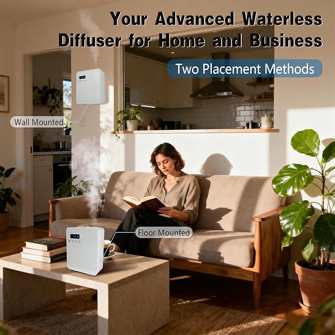 Smart Aroma Diffuser for Home & Business, 1200ml Waterless Essential Oil Diffuser with App Control, Covers Up to 2000 Sq.Ft, Pure Essential Oil Only for Hotel, Office, Spa