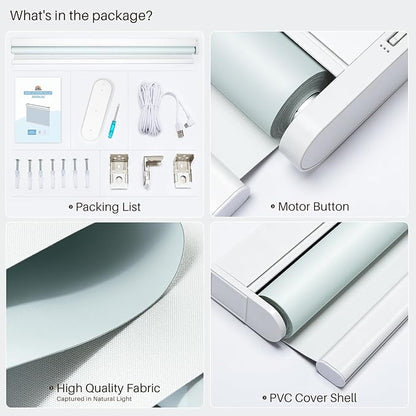 Motorized Smart Shades with Remote Control, Blackout Motorized Roller Shades for Indoor Windows Home and Office (White 23" W x 72" H)