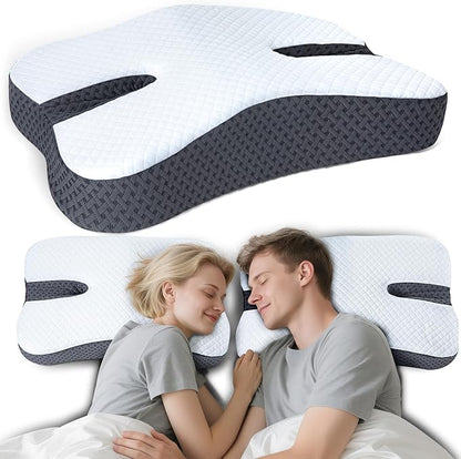 Anti-Snore Pillow for Side Sleepers, Snoring Pillows for Men & Women, Memory Foam Pillow for Snoring Relief, Multifunctional Ergonomic Design for Side Sleeper - Dark Grey