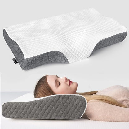 ZAMAT Memory Foam Pillow for Neck Pain Relief, Adjustable Ergonomic Cervical Sleeping, Orthopedic with Washable Cover, Bed Pillows Side, Back, Stomach Sleepers