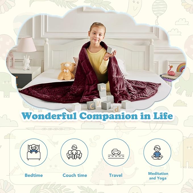 CuteKing Weighted Blanket - 40"x60" 10lbs Minky Dots Heavy Blanket with Glass Beads Soft Breathable for All-Season Summer Fall Winter Thick Comfort for Sleeping