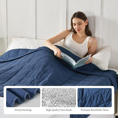 Topblan Weighted Blanket for Adults 20lbs, Soft Cooling Weighted Blankets, Breathable Heavy Blanket with Glass Beads for All Season, Sofa Bed, 60"x80" Queen Size