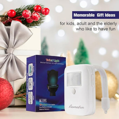USB Rechargeable Toilet Night Lights, 2 Pack, Motion Sensor LED Nightlight for Multiple Bathrooms, 16 Colors, Soft Non-Blinding Glow, Dimmable, Practical Funny Gifts for Men, Women, Seniors