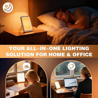 Light Therapy Lamp-10000 Lux UV-Free Portable Warm Light Therapy for Improving Mood & Enhance Sleep, Sun Lamp LED Therapy with 3 Colors, 5 Brightness, Happy Lamp for Home & Office
