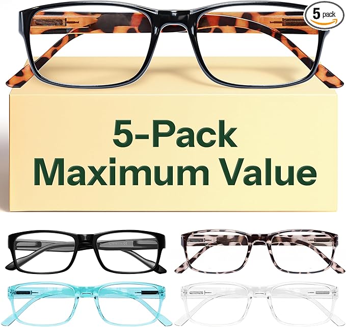 Gaoye 5.5 Professional Reading Glasses for All Day - Computer Readers with Blue Light Protection - Value Pack
