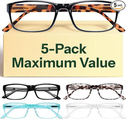 Gaoye 0.75 Professional Reading Glasses for All Day - Computer Readers with Blue Light Protection - Value Pack