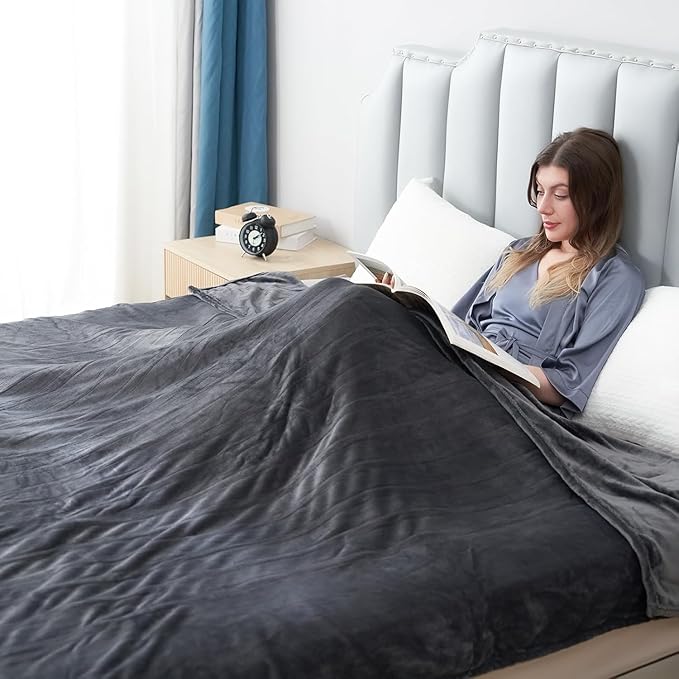 Electric Heated Blanket Twin Size 62"x84", Fast Heating Throw, Soft Plush Microplush for Bed & Couch, 10 Hours Auto Off & 5 Heating Levels, Machine Washable, Gifts for Grandma & Family-Mist Gray