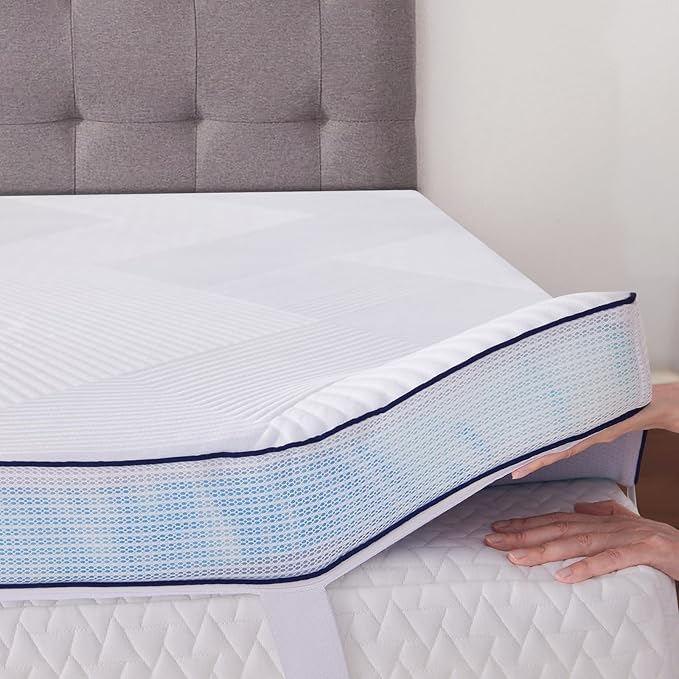 3 Inch Memory Foam Mattress Topper Queen with Removable Soft Cover and Pillows Ventilated Breathable Cooling Mattress Pad Portable Bed Topper for Back Pain, CertiPUR-US Certified