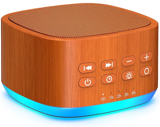 Magicteam White Noise Machine 10 Colors Lights and 25 Soothing Sounds Sleep Sound Machine with 5 Timers with Memory Feature Portable Sound Machine for Baby Adults. (Wood)