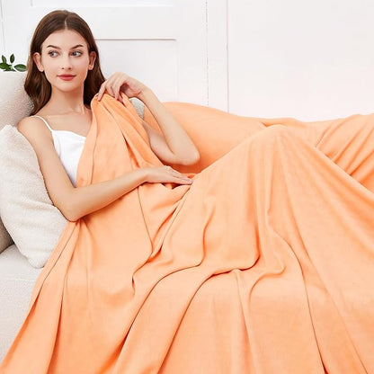AmyHomie Cooling Blanket Queen Size, 100% Rayon Derived from Bamboo, Cool Summer Blanket for Hot Sleepers Soft Comfy Lightweight Checkered Blankets for All Seasons(Tangerine Pink, 90”x90”)