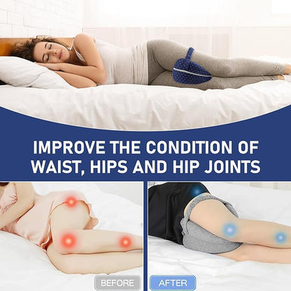 Alignment Pillows for Side Sleepers,Hip Alignment Pillow, Memory Foam Leg & Knee Pillow,Foam Support Pillow Soothing Relief for HIPS, Knees, Joints, Nerves & Muscles,Adjustable Strap (Grid Blue)