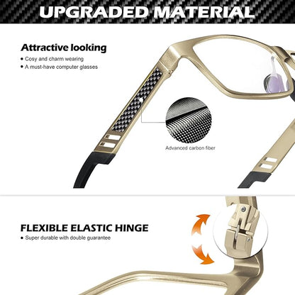 ANYLUV Blue Light Blocking Glasses Men Computer Gaming Glasses Lightweight Al-Mg Metal Anti Eyestrain Eye Protection
