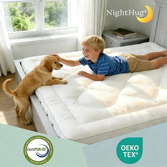 5 Inch Memory Foam Mattress Topper Queen, 2000GSM Shredded Memory Foam Pillow Top, Back Pain Relief & Plush Support, Extra Thick & Breathable, Master Bedroom Favorite