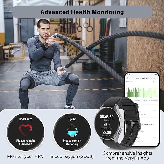 Smart Watch for Men Women (Answer/Make Calls) - 1.32" AMOLED Matte Black Fitness Tracker with GPS & Alexa, 5ATM Waterproof Activity Monitor, Heart Rate/Sleep/SpO2, Sports Watch for Android iPhone
