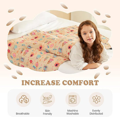 HOSUKKO Weighted Blanket - 7 lbs Beige Princess Heavy Blanket - Breathable Blanket(41 * 60 inches, 7 lbs)