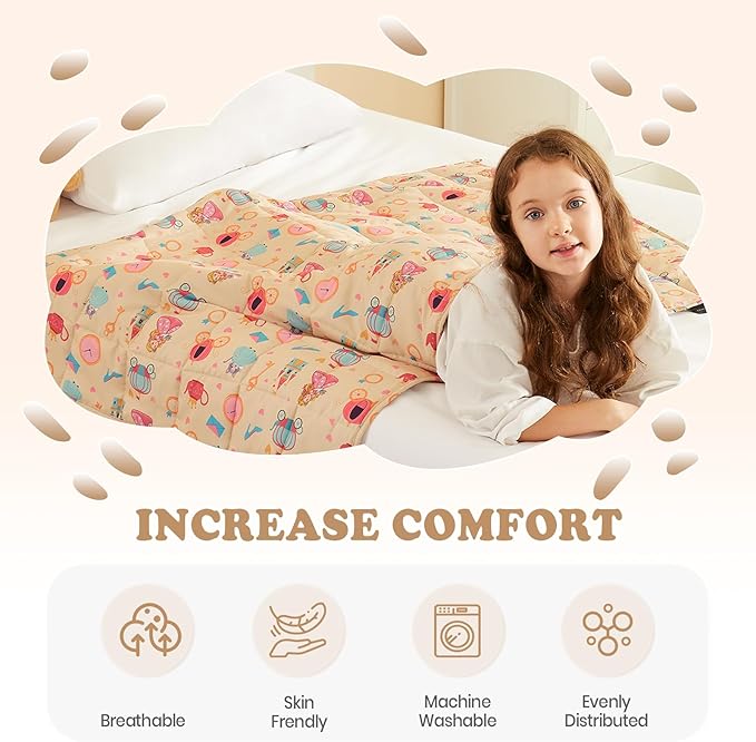 HOSUKKO Weighted Blanket - 3 lbs Beige Princess Heavy Blanket - Breathable Blanket(20 * 30 inches, 3 lbs)