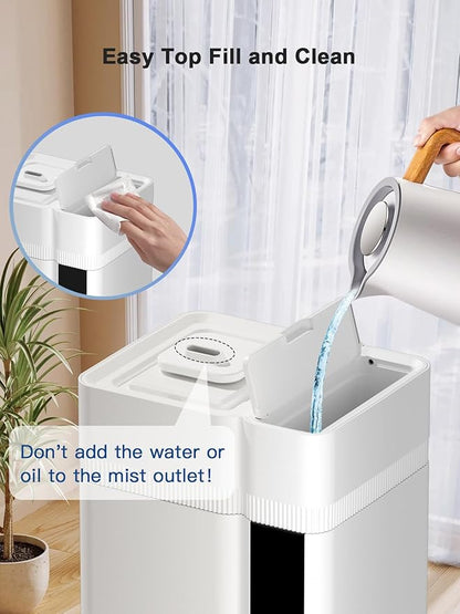 13L/3.4Gal Humidifiers for Bedroom, Ultrasonic Warm & Cool Mist Humidifier Large Room, Covers 800ft², 72H Runtime, 24H Timer, 3 Mist Modes Top Fill Quiet Humidifiers for Home, Office, White