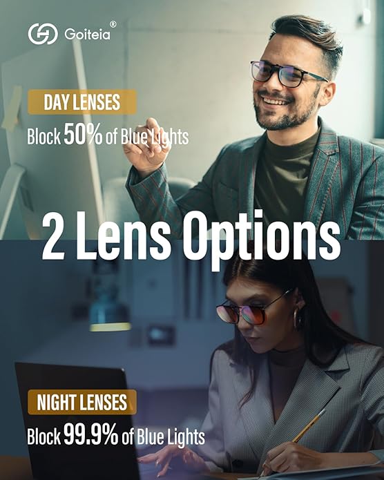 Goiteia Orange Blue Light Blocking Glasses Clip on for Migraine-Gaming Glasses for Eyes Strain/Light Sensitive-Help to Sleep