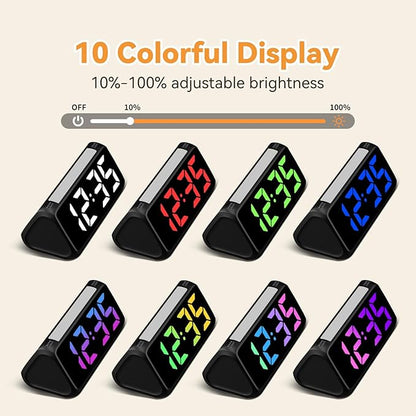 Netzu Alarm Clocks for Bedrooms Heavy Sleepers, Vibrating Alarm Clock with Bed Shaker, Night Light, RGB Display, Dimmer, Snooze for Hearing Impaired People (Black)